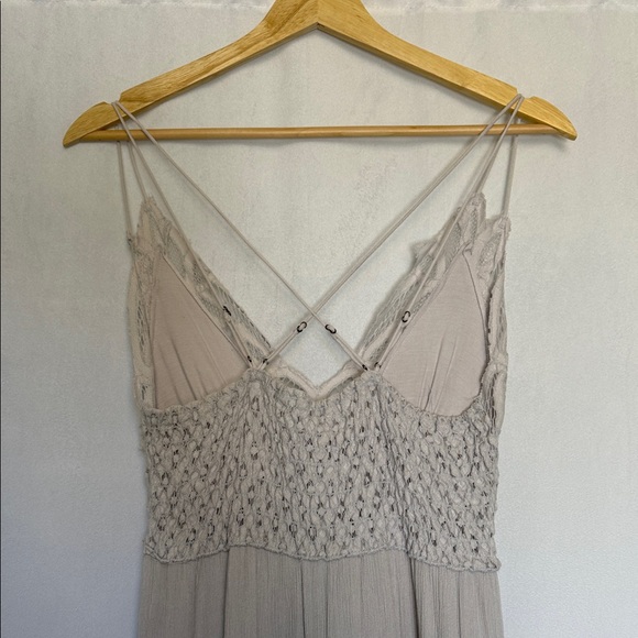 Free People One Adella Slip Lace Maxi Dress Size M Stardust Grey Boho - Picture 6 of 13
